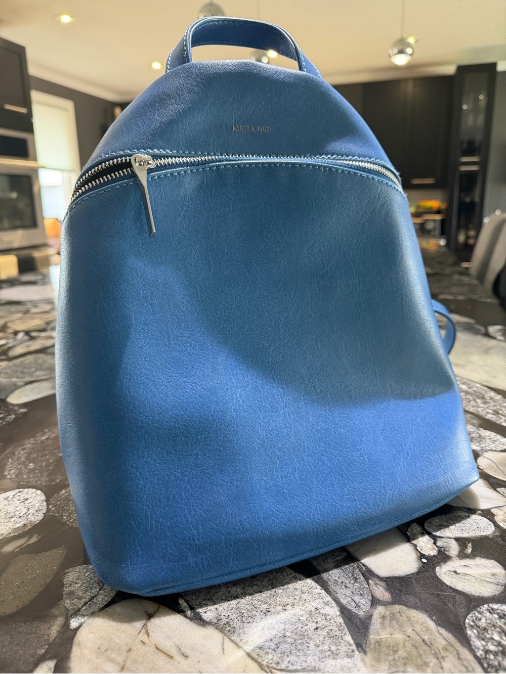 Matt & Nat Blue Vegan Leather Backpack - Compact Everyday Pack